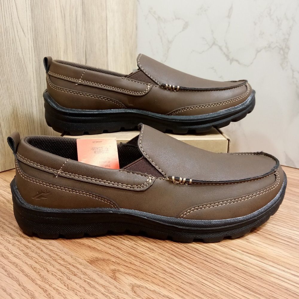 Deer Stags Boys Sz 4M EU 36 Zesty Brown Slip On‎ Loafers Faux Leather